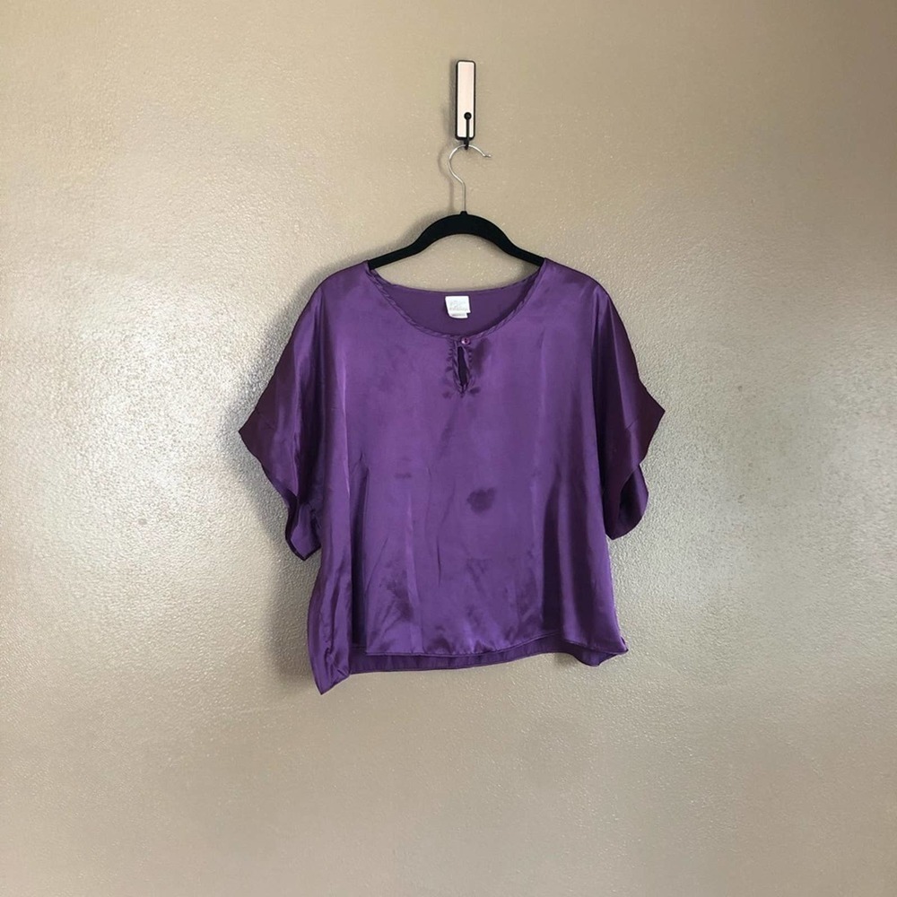 Purple Satin Pajama Top Sz L